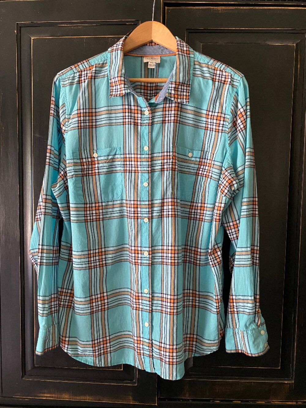 St. John’s Bay - Women’s XXL - Turquoise Plaid Button Down Shirt - 100% Cotton
